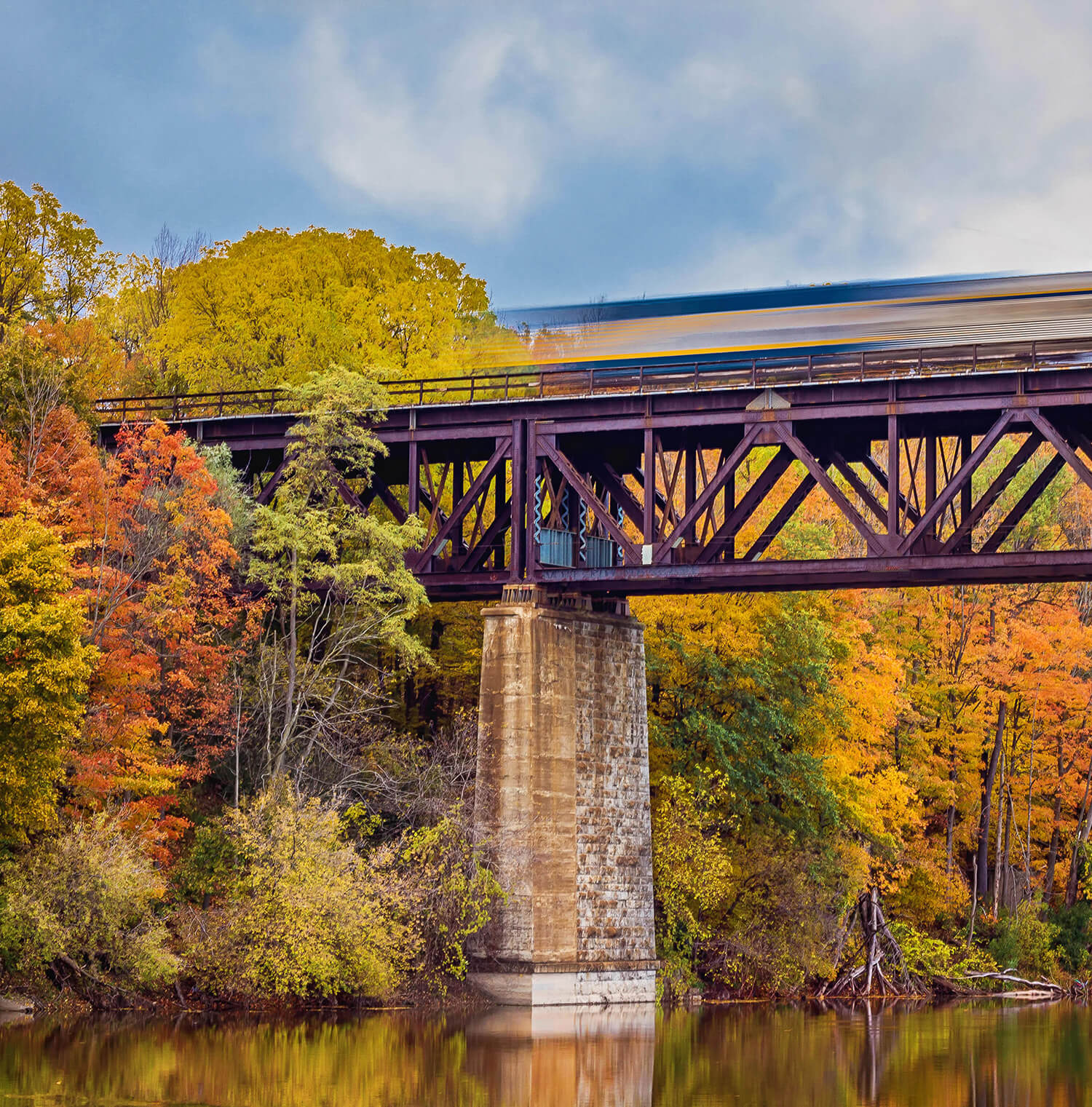 Railroad going over Grand River in Paris, Ontario